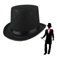 Sombrero de copa negro de lujo, gorra de caballero plegable, tela oscura, elegante, fiesta de Jazz, accesorio de disfraz - details 0