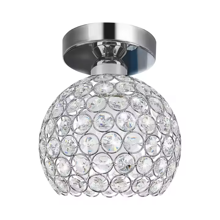 Lámpara de Techo Cristal 60W GOECO, Transparente, E27 Sin Bombilla, Plafón de Techo Moderno, Iluminación Interior para Sala de estar, Dormitorio, Pasillo, 16*16*18  CM - 1
