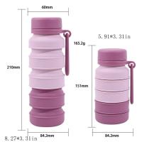 Botella de agua de silicona plegable a prueba de fugas, tazas de agua plegables reutilizables portátiles, taza de café retráctil con mosquetón inoxidable - details 0