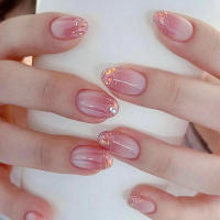 Uñas postizas rosas con purpurina brillante, aplicación, uñas fáciles de quitar, uso diario y fiestas - details 5