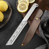 Cuchillo De Cocina De Acero Inoxidable Resistente Para Corte De Carne Y Pescado Hoja Forjada Con Patrón De Láser Herramienta Chef Profesional Para Cocina Y Preparación De Alimentos - details 0