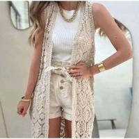 Cardecín Largo de Crochet para Mujer Sin Mangas, Suelto, Camisa de Moda Callejera con Flores - details 0