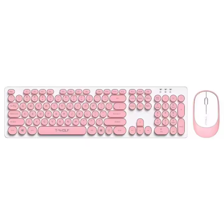 Teclado Mecánico de Juegos Retro Punk con Retroiluminación LED Blanca Set de Ratón Inalámbrico - 1