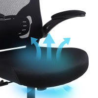 Silla Oficina, Silla Escritorio con Reposabrazos Abatibles, Sillas Oficina con Soporte Lumbar, Silla Ergonómica Escritorio de Malla Transpirable, Negra - details 6