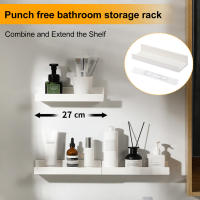 Estante de pared flotante sin taladros para baño, ducha, sala de estar, dormitorio, organizador, 27x8,5 cm - details 0