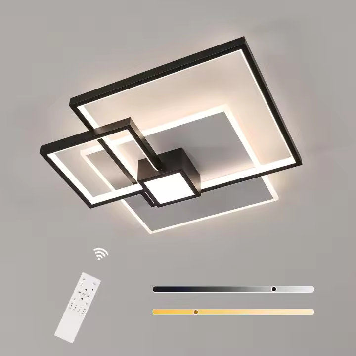 Goeco Lámpara de Techo LED Moderna Brillante, Ajustable, Control Remoto Aluminio, Acabado Lacado - 1