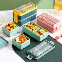 Fiambrera de 1400 ML para niños, Fiambrera con 3 Compartimentos y Cubiertos, para Microondas y lavajitas, L - details 10