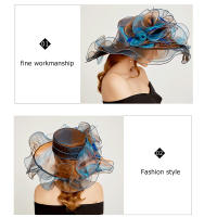 Elegante Sombrero de Derby de Organza Rosa Largo y Ancho con Estilo Floral - details 6
