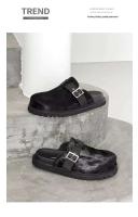 XINZIRAIN Zapatillas de plataforma alta clásicas de cabeza redonda antideslizantes suela de EVA mula de mujer zuecos de madera pareja - details 11