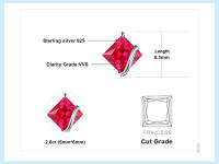 JewelryPalace-pendientes de plata de ley 925 con rojo rubí, joyería con piedras preciosas, con cierre de tuerca, para mujeres - details 4