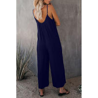 Mono informal de verano sin mangas con pernera ancha para mujer, pantalones de color liso con peto, mono culotte con bolsillos - details 6
