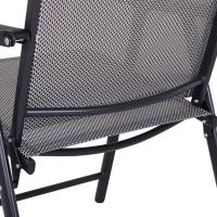 Conjunto de 2 Sillas Plegables para Exterior con Reposabrazos Sillas para Balcón Jardín Terraza Metal Texteline Carga 110kg 58x64x94 cm Gris - details 7