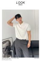 Cuello de gama alta de verano para hombre, top de punto de manga delgada informal, efecto de pérdida de peso, estilo coreano, moda de color sólido - details 1