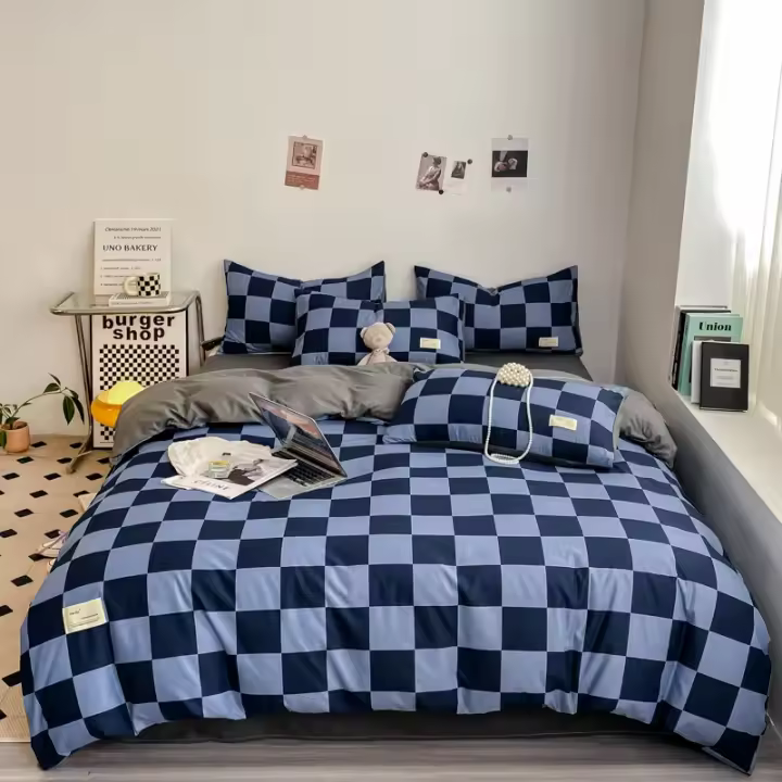 Juego de Ropa de Cama de Lujo Suave Diseño de Cuadros Separados Tamaño 220x240 150x200 - 1