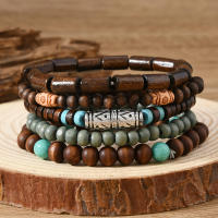 Juego de 5 Pulseras de Madera Vintage con Turquesa, Brazalete Elástico Multinivel para Hombre, Regalos para Hombre, Diseño Minimalista, Material Ecológico - details 18