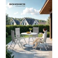 Sillas Plegables de Jardín, Juego de 4, Silla de Exterior con Marco de Metal, Respaldo Reclinable en 8 Ángulos, Carga de 150 kg, Gris GCB30GY - details 3