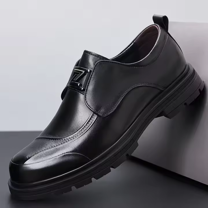 Zapatos de cuero genuino para hombres Transpirables, estilo británico, de cuadros, para bodas y negocios formales - 1