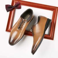 Zapatos de vestir de boda de cuero genuino para hombre, zapatos formales casuales sólidos de goma - details 2