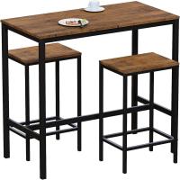 Juego de Mesa de Bar de 2 plazas, Mesa de Desayuno con 2 taburetes de Bar, Marco de Acero Industrial (Gris) - details 8