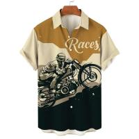 Camisas para hombres 3d Vintage moda Vio Rocker impreso Rockabilly camisa hawaiana Tops de manga corta ropa de calle al aire libre - details 7