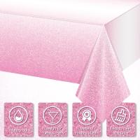 1pc gradiente Pastel rosa oro manteles desechables mantel de plástico cubierta de mesa rectangular para boda cumpleaños 54X108 pulgadas - details 5