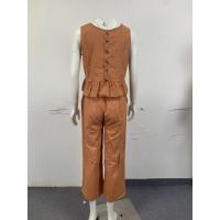 Conjunto casual de verano para mujer, top sin mangas plisado y pantalones cortos de pierna ancha - details 17