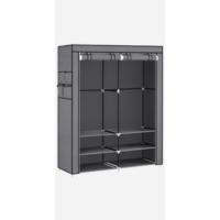 SONGMICS Armario de tela, armario portátil con barras para colgar, perchero, plegable, guardarropa, para dormitorio, estudio, 140 x 43 x 174 cm, gris RYG02GY - details 12