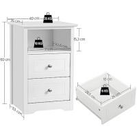 2 piezas Mesitas de Noche Blancas Mesita de Noche con 2 Cajones Mesita de Noche Moderna Mesa Auxiliar Organizadora 40 x 35 x 60 cm - details 2