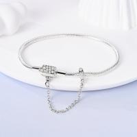Plata de Ley 925, líneas geométricas simples, pulsera con dije de circón blanco, dijes de cuentas, colgantes, joyería fina para mujeres y niñas - details 2