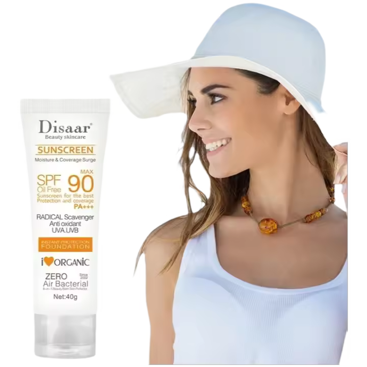 Protector solar blanqueador SPF90 + protección UV, pantalla solar, aislamiento, hidratante, iluminador, rostro, cuerpo, brazos, muslos, sol - 1