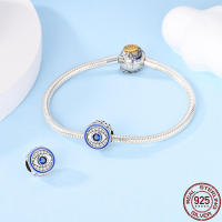 Abalorio DIY Ojo de Asilo plateado para mujer, joyería de cumpleaños, pulsera con piedra de circón principal y Material metálico - details 1