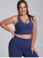 Sujetador deportivo curvo de yoga grande para mujer, body de gimnasio, trío súper elástico, conjunto de ropa deportiva, Oufit, 3XL - details 16