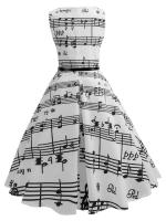 Women  summer vintage elegant floral print party dress with belt - details 10