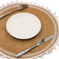 Round Placemats Set of 4,Boho Woven Jute Table Mats with Pompom Tassel for Dining Room Kitchen Table Decor(White Ball) - details 6