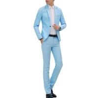 Conjunto de Traje de Negocios para Hombres de Talla Delgada 2Pcs con Blazer de Manga Larga y Traje Largo Color Sólido Estilo Primavera Otoño - details 5