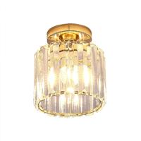 Goeco-Lámpara de Araña para Techo de Cristal Moderna, Plafón Vintage para Techo de Color Dorado para Portalámparas E27(NO incluida), 220V, Dorado, 17*15CM - details 0