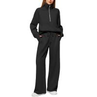 Conjuntos de dos piezas para mujer, tops y pantalones de cuello alto informales, trajes de moda para mujer, otoño - details 5