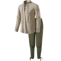 Conjunto de disfraz de caballero Medieval para hombre, camisas de pirata de Cosplay renacentista, pantalones con bandas en el tobillo para Halloween, tela de lino y algodón, 2 uds. - details 5