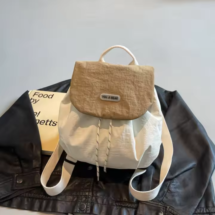 Mochila con cordón de Color sólido para regalo, bolso escolar de nailon de secado rápido para estudiantes, bolso de hombro de gran capacidad de estilo coreano para exteriores - 1