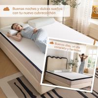 Colchón de Espuma viscoelástica Topper con memoria con Funda removible y lavable, 140 x 190 cm, 4 cm, Blanco - details 5
