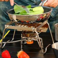 Rejilla plegable multifuncional para fogata, utensilios de cocina portátiles para acampar al aire libre, parrilla para barbacoa, estante para estufa de gas de madera - details 4