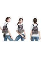 Mochila de lona con diseño bordado hecho a mano Retro para mujer, bolso de hombro de viaje, mochila étnica de gran capacidad - details 6