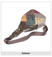 Bolso de pecho de cuero genuino de estilo étnico Niucunzh Bolso cruzado vintage para mujeres con capa superior de cuero de vaca y parches - details 11