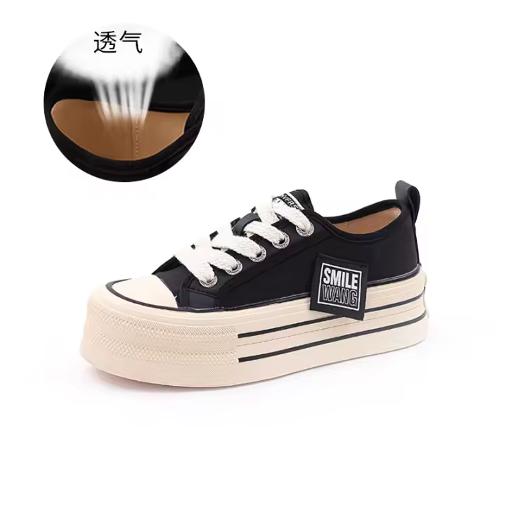 Zapatos de cuero con plataforma aumentada para mujer, zapatillas informales de estilo Joker, color blanco, novedad de 2024 - 1