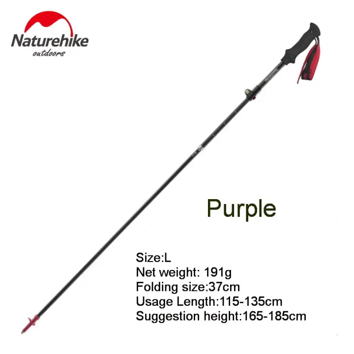 Palos de Senderismo Naturehike Ultraligero de Fibra de Carbono 5 Secciones para Caminata y Correr en Alpenstock Plegable 34cm 175g - 1