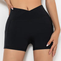 Pantalones cortos de gimnasio para mujer, yoga con bolsillo, leggings Fiess, pantalones cortos de cintura alta - details 9