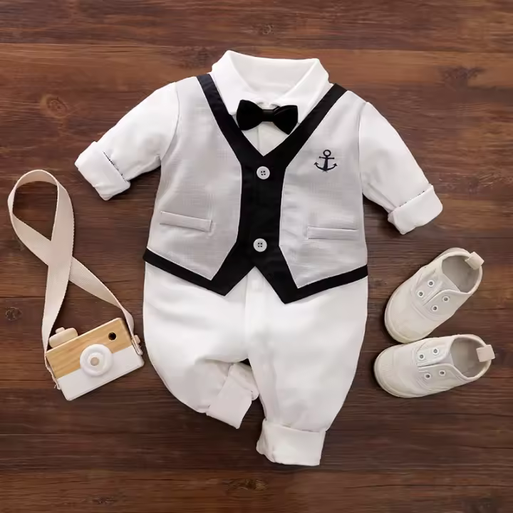 Vestido de algodón para bebé, chaqueta de una pieza con mangas g, de 0 a 2 años - 1