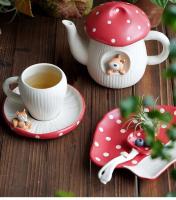 Juego de Vajilla de Cerámica de Hongo Rojo Taza de Café, Taza de Té de la Tarde, Plato de Arroz de Pastelería, Plato de Ensalada Artículos de Cocina y Comedor - details 0