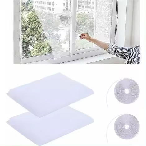 Ventanas y cristales, con cinta adhesiva mosquitera, 2 piezas, 130x150cm - 1