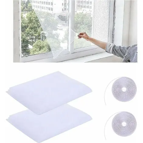 Ventanas y cristales, con cinta adhesiva mosquitera, 2 piezas, 130x150cm - 1